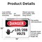 Signmission 120 208 Volts Danger Sign, Aluminum, 14in W x 10in L, 2PK OS-2PACK-DS-A-1014-L-1004 - alternate 4